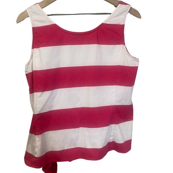 Vineyard Vines White Pink Block Stripe Sleeveless Top Side Tie Sz 14 - Picture 6 of 6